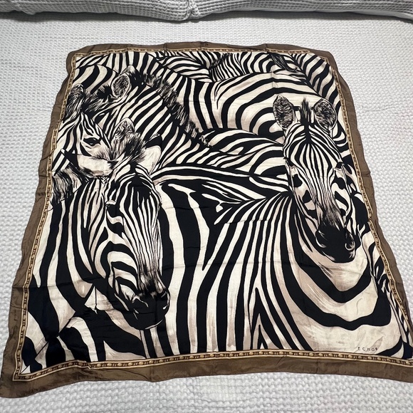 Vintage Zebra Print Silk Scarf by Echo - Picture 1 of 7